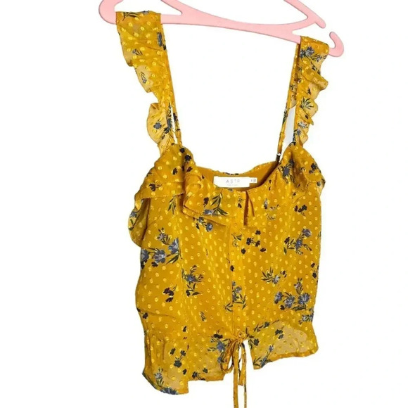 ASTR The Label Donna Ruffle Sleeveless Top Marigold Multi Floral Tank Sz. M NWOT - Picture 12 of 14